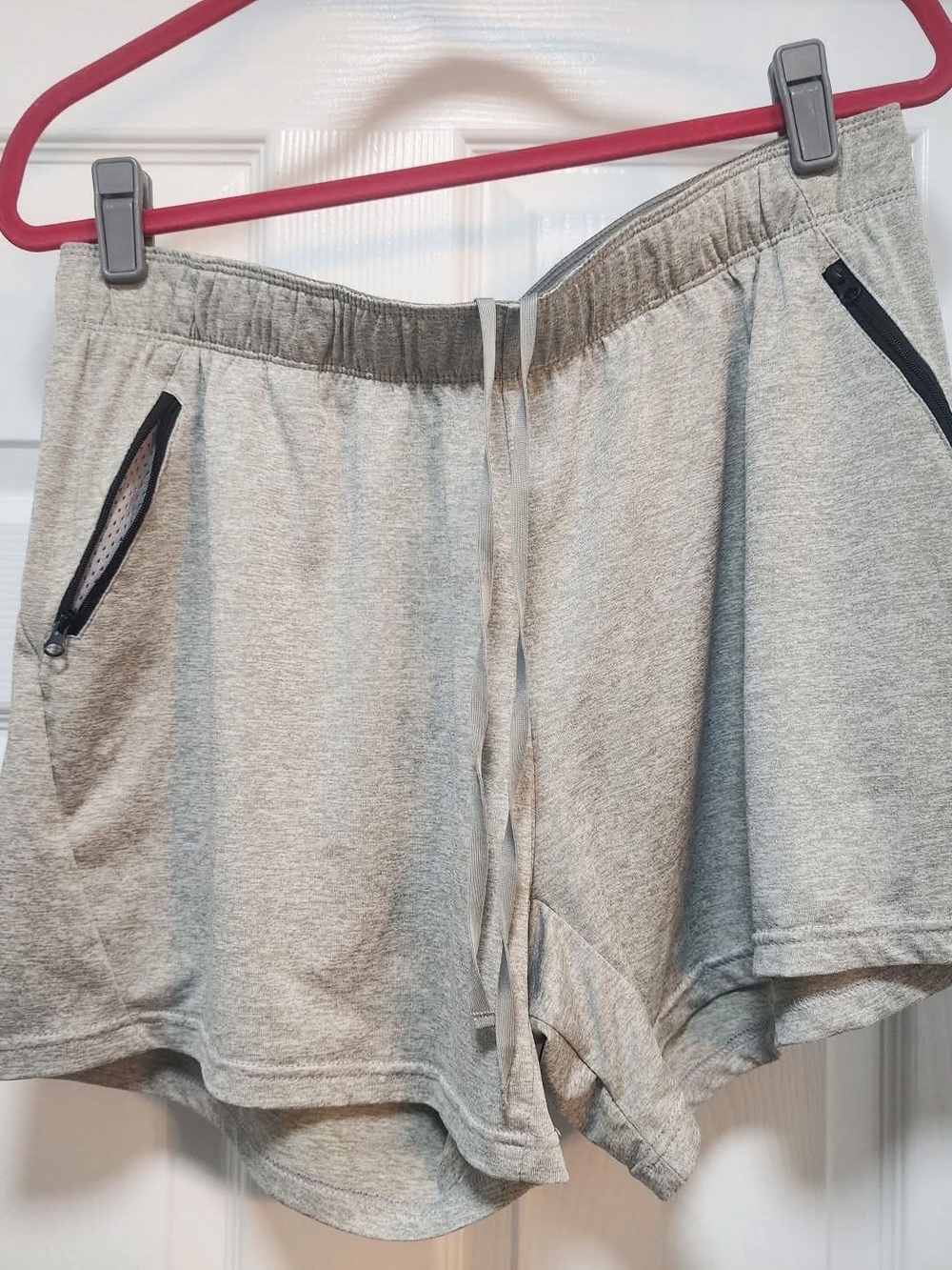 liberty Light Gray Athletic Drawstring Shorts with Zip Pockets